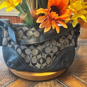 Grey and black coach hobo bag